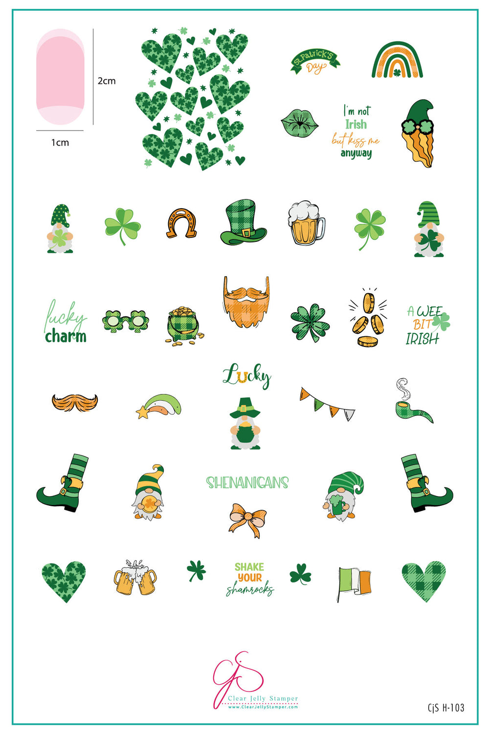 CjSH-103 Shake Your Shamrocks |  Steel Nail Art Stamping Plate