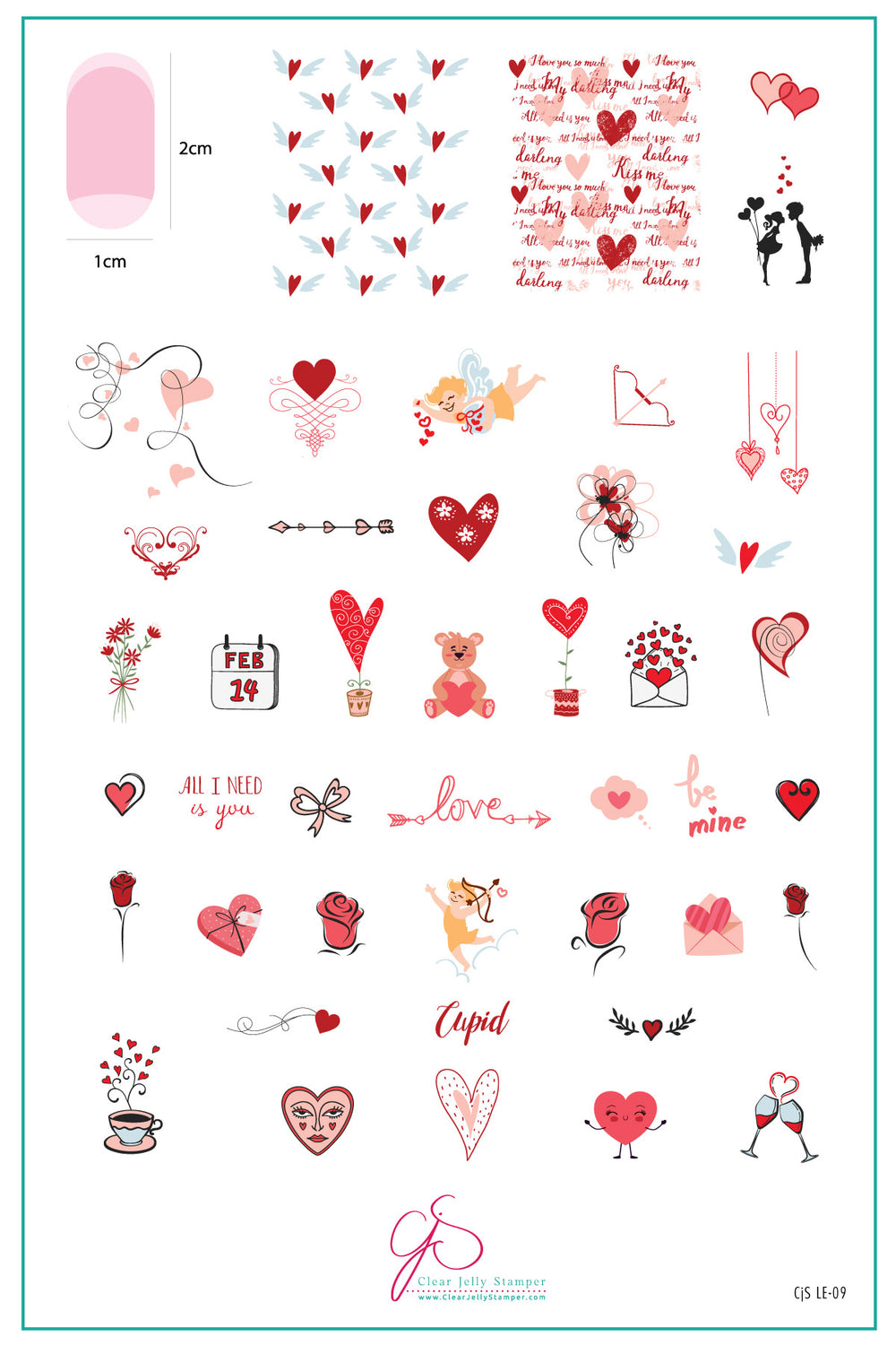 CJSLE-09 - Cupid's Crush   |  Clear Jelly Stamping Plate