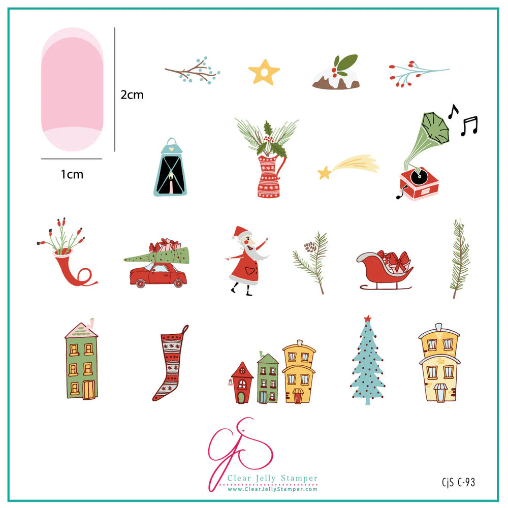 CjSC-93 - Retro Festive Fun | Clear Jelly Stamping Plate