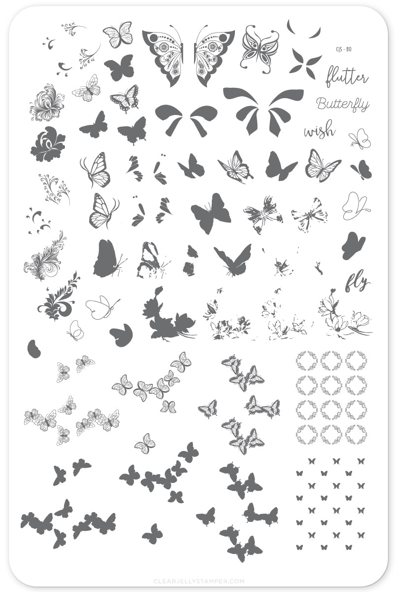 CJS-080 Butterfly Wishes | Clear Jelly Stamping Plate