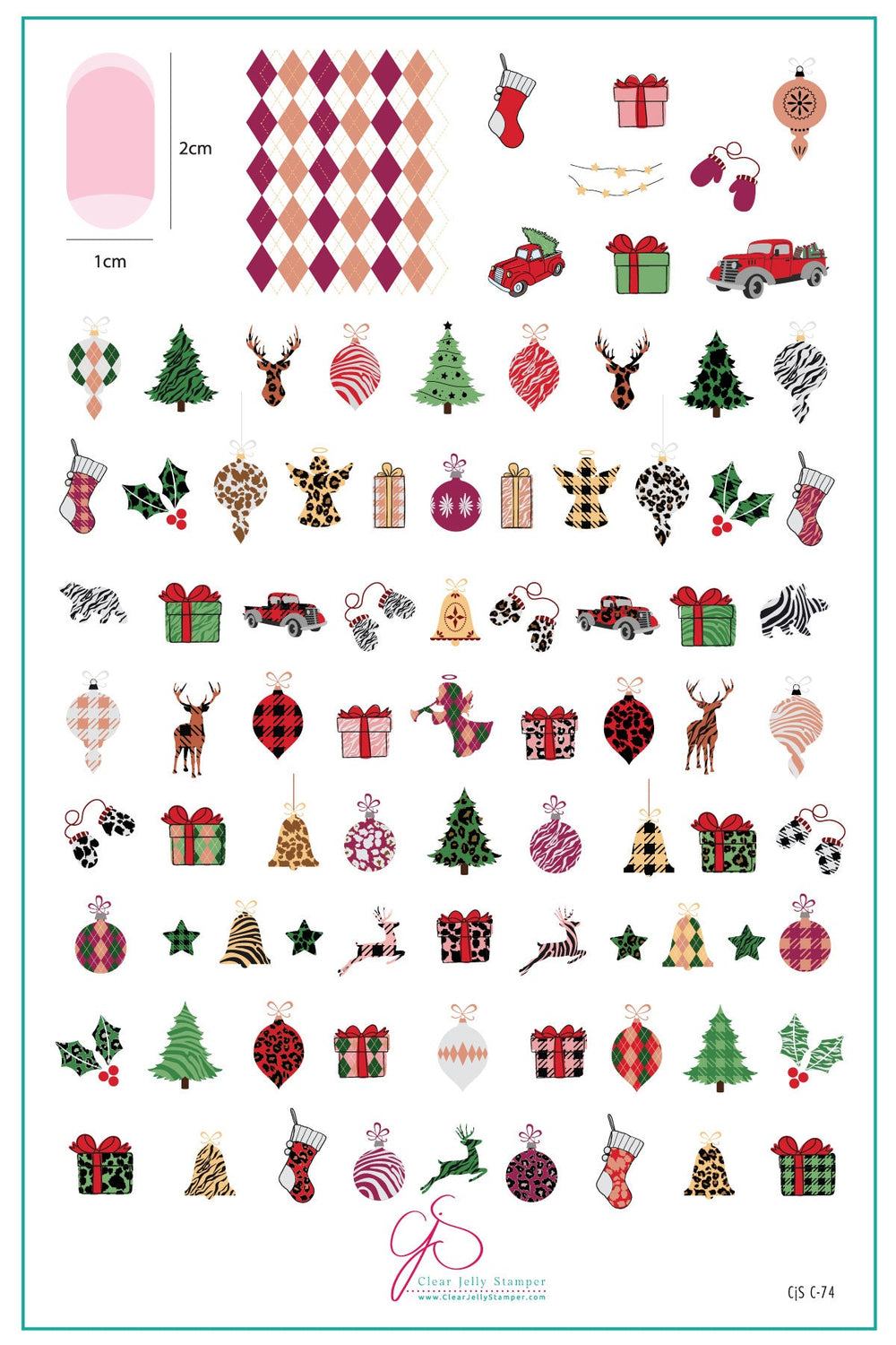 CjSC-074 -  Patterned Holidays 2.0  |  Clear Jelly Stamping Plate